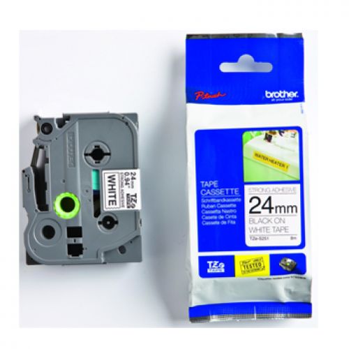 BROTHER Fita laminada Branco / preto (Superadhesiva) 24mm , Brother , BROTZES251 , 4977766692670